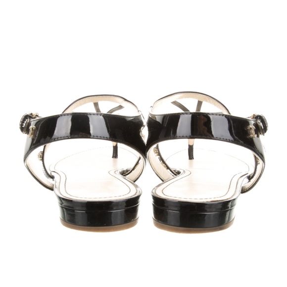 CHANEL-2015 Interlocking CC Logo T-Strap Sandals - Picture 4 of 5